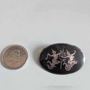 Antique silver Thai dancers brooch
